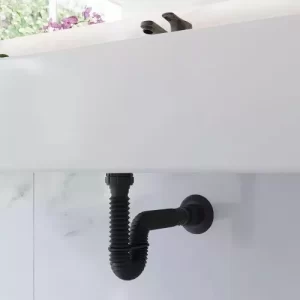 Sifão Sanfonado Flexível Preto para Pia Banheiro e Cozinha