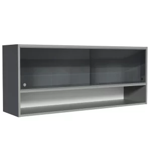 Armário de Cozinha Aéreo 2 Portas de Correr de Vidro Neutral Cinza Nice