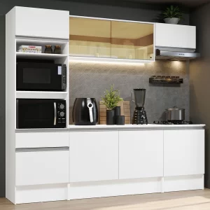 Cozinha com Armário, Balcão e Tampo – Branco