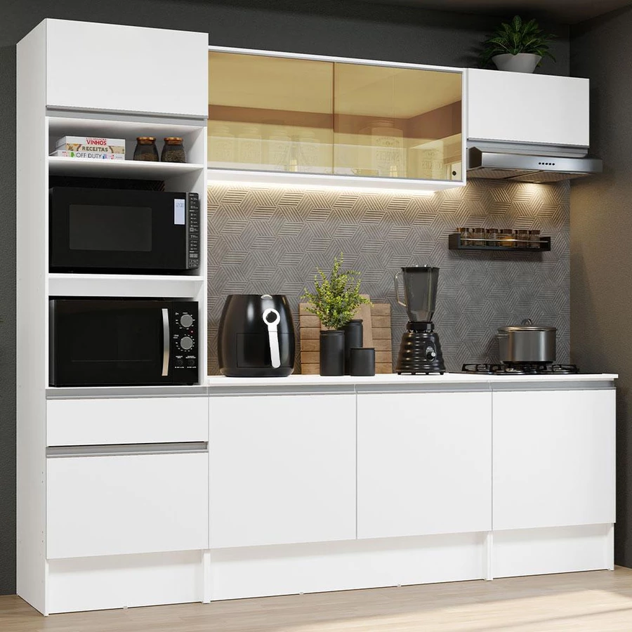 Cozinha com Armário, Balcão e Tampo – Branco