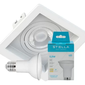 Spot Embutir Quadrado Recuado + Lâmpada Led Par20