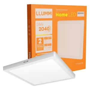 Plafon LED 24W 30x30cm Sobrepor Quadrado 3000K Branco quente LUMM