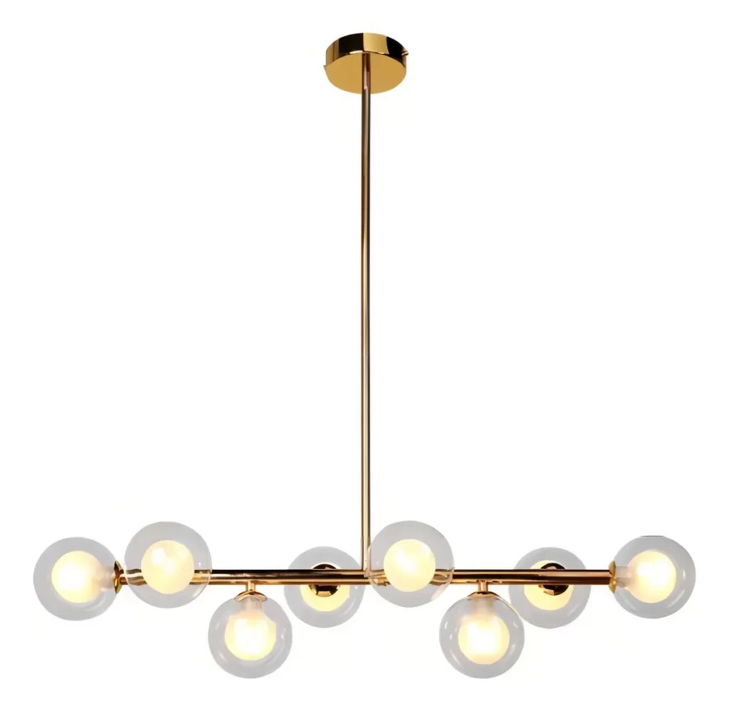 Lustre Pendente 8 Globos Cor Dourado