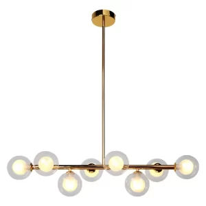 Lustre Pendente 8 Globos Cor Dourado