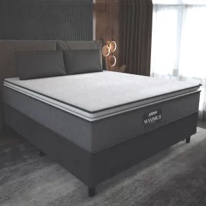 Cama box Gazin casal 138cm x 188cm cinza e preto