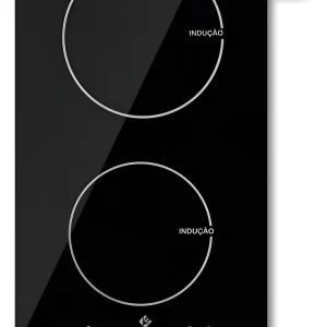 Cooktop De Indução 2 Bocas Preto Painel Touch Screen – medida 55x36cm – 127 e 220V