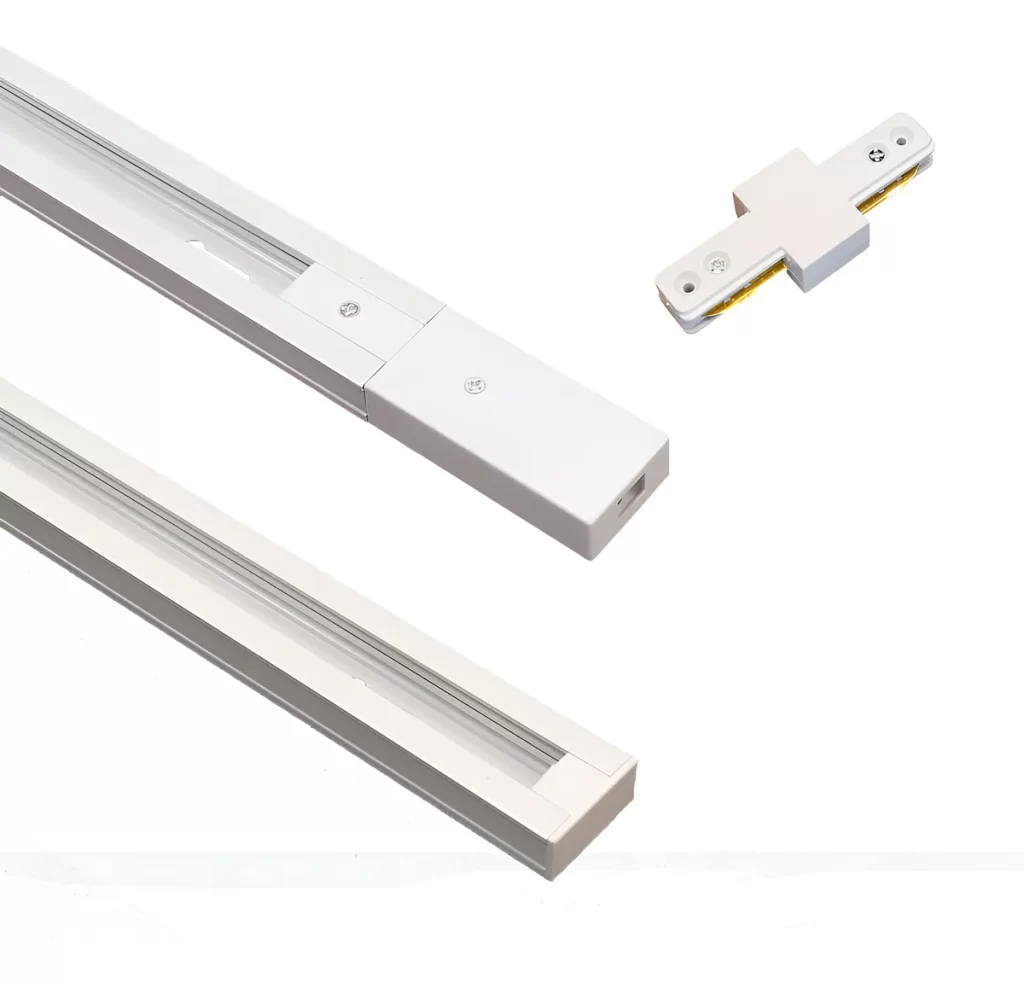 Kit 2 Trilho De Alumínio 1m + 1 Conector Reto Branco Bivolt (somente trilho)
