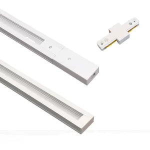 Kit 2 Trilho De Alumínio 1m + 1 Conector Reto Branco Bivolt (somente trilho)