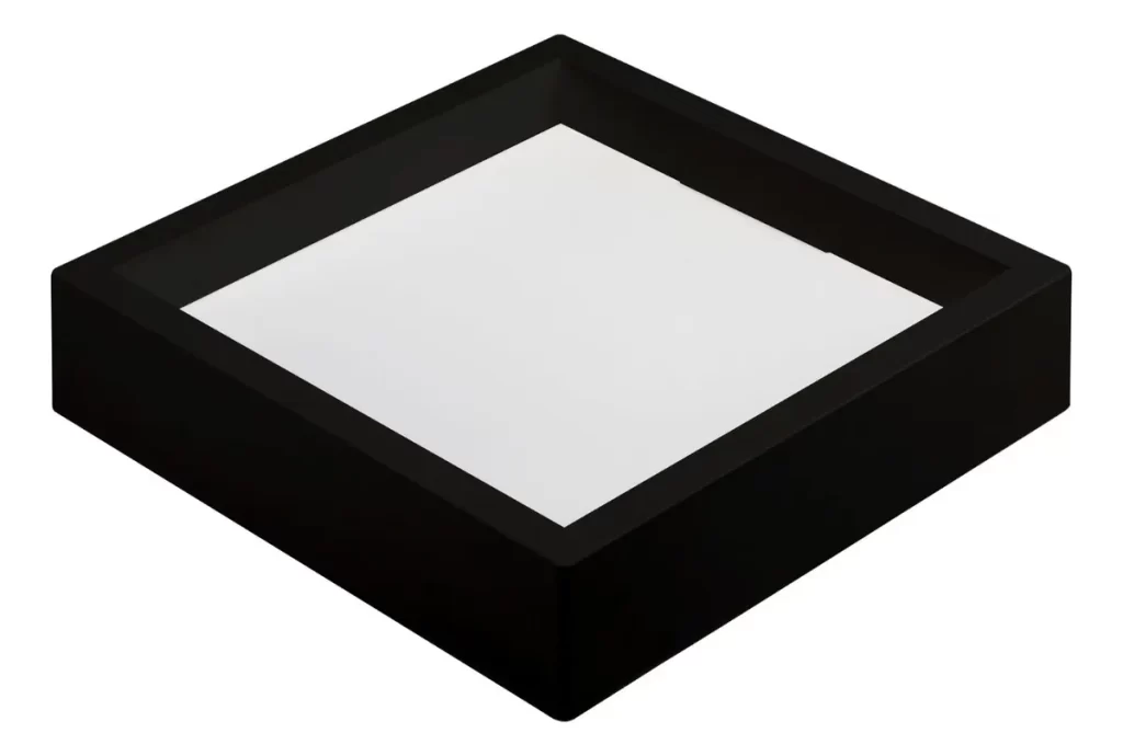 Painel Led Recuado 24w 3000k Quadrado Sobrepor PRETO
