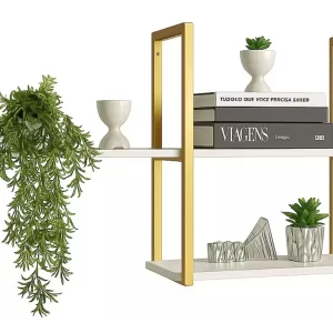 Prateleira Estilo Industrial Opção Dourado e Ferro