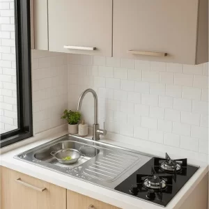 Pia Fogão 120×56,7 Cuba + Cooktop