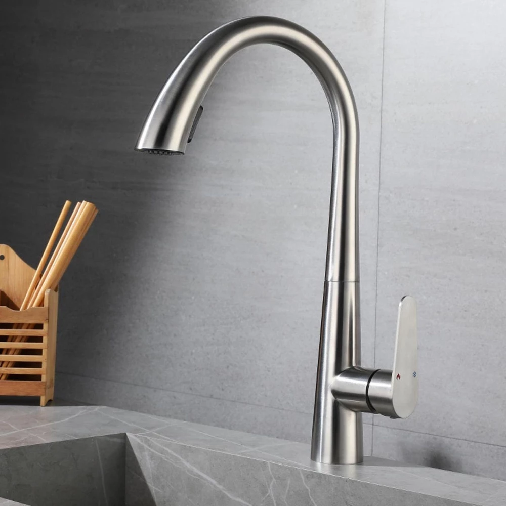 Torneira de Cozinha Bancada Gourmet Extensível Monocomando Prata Escovado