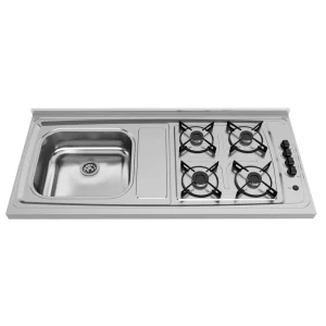 Pia Fogão em Aço Inox 120cmx54,5cm com 4 Bocas Direito