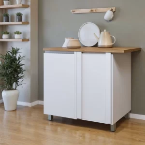 Balcão Canto Direita Esquerda 1 Porta MODULAR Rainha 92X52Cm 100% Mdf Branco/Nature