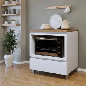 Balcão Forno 1 Gaveta 70Cm MODULAR 100% Mdf Rainha Branco/Nature