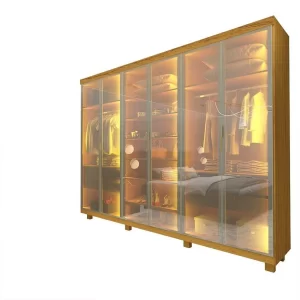 Guarda-roupa Casal 6 Portas Reflecta com Pés e Led 100% MDF