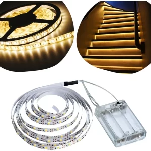 Fio Fita Led Autoadesiva Luz 2m 120 Leds Pilha Branco-quente