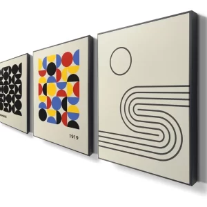 Kit Quadros Moldura Filete Bauhaus 3 Peças 40x60cm