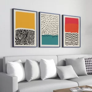 Trio Quadros Decorativos Grandes Com Moldura 50X70 cm Abstrato
