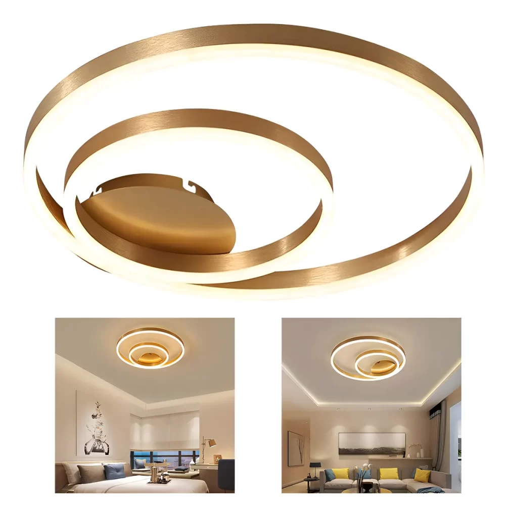 Plafon Redondo Sobrepor LED 50W Bivolt Dourado