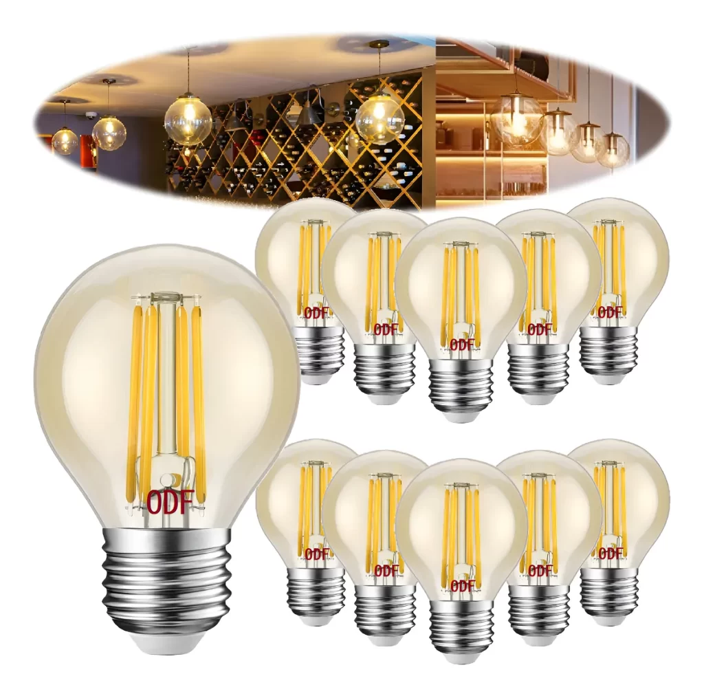 Kit 10 Lâmpadas Led Filamento Bolinha Âmbar Retrô Bivolt G45