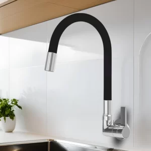 Torneira Cozinha Parede Gourmet Flexível 1/4 Preta