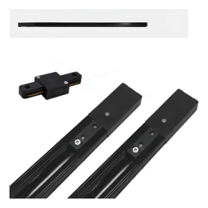 Kit 2 Trilho De Alumínio 1m + 1 Conector Reto Preto Bivolt (somente trilho)