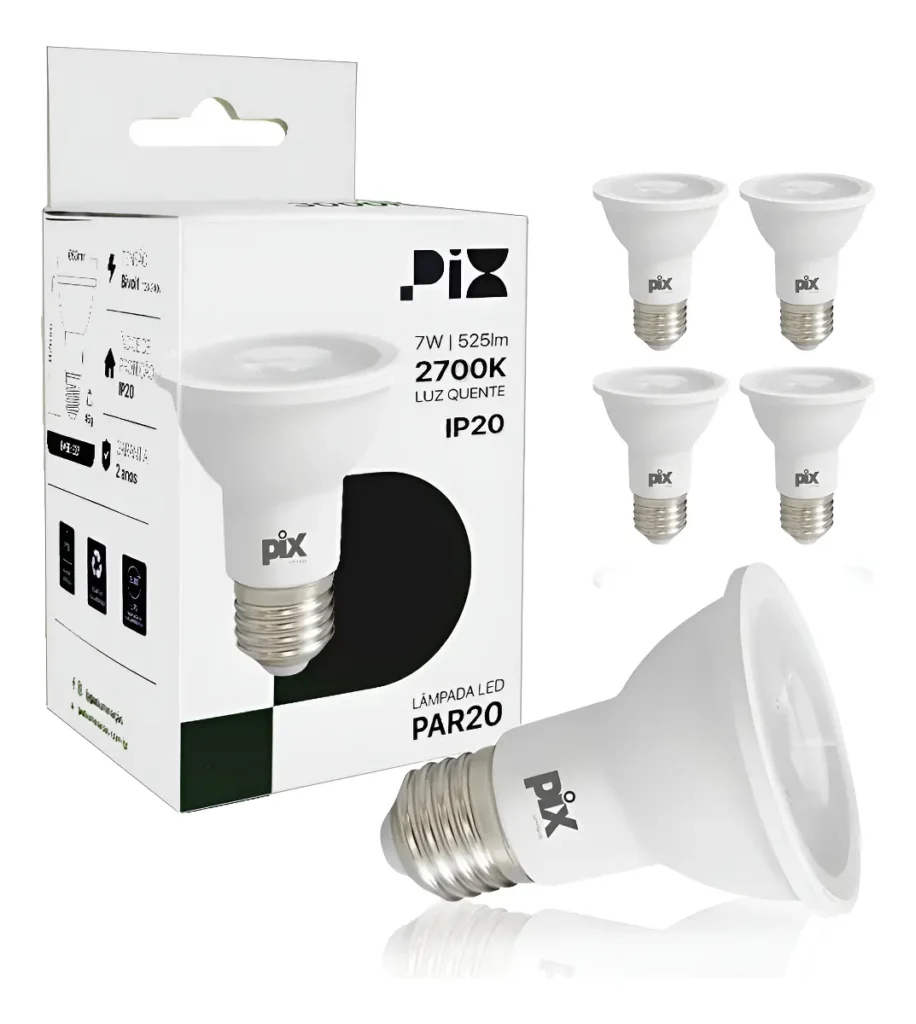 Kit 6 Lâmpadas Led Par 20 7w E27 Bivolt