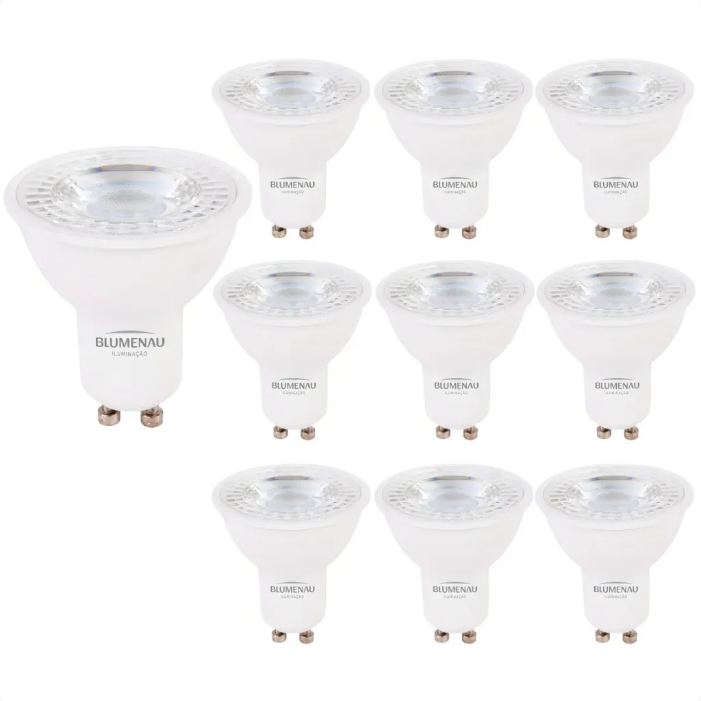 Kit 10 Lâmpadas Led Dicróica Mr16 7w Gu10 3000K